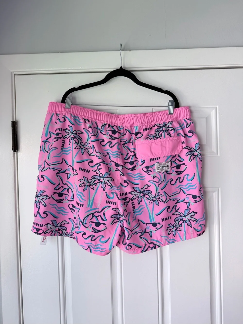 Party Pants size xxl Sharky Swim Shorts pink and Blue Sharks